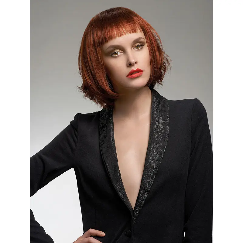 12" Chin Length Auburn Bobs Synthetic Top Lace Wigs