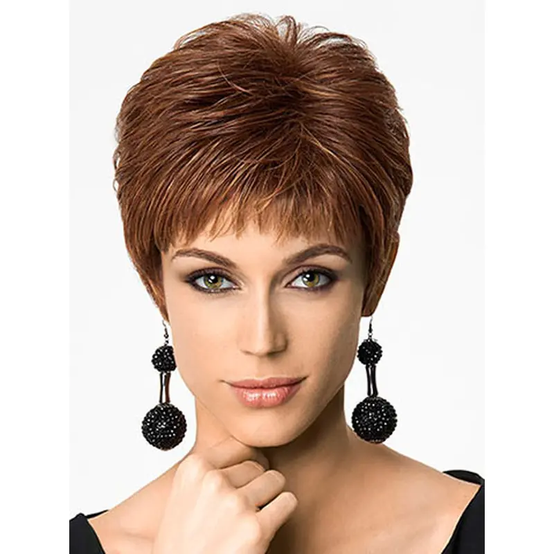 6" Straight Auburn Boycuts Short Wigs