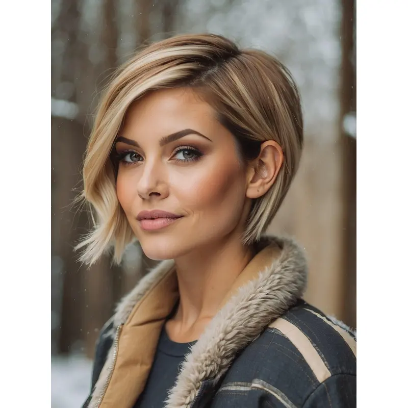 Short Pixie Wigs Ombre/2 Tone Remy Human Hair Bobs Lace Front 8" Straight Wigs