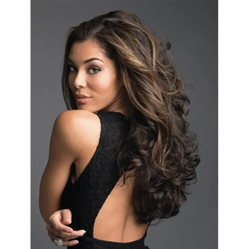 Without Bangs Lace Front 20" Wavy Brown Long Wigs