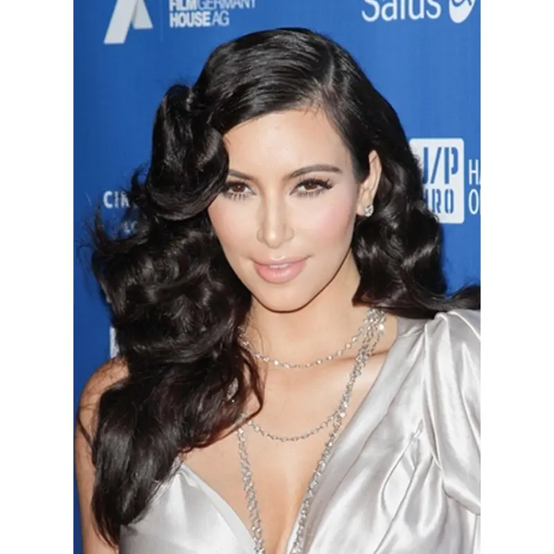 Easy Black Curly Long Kim Kardashian Wigs