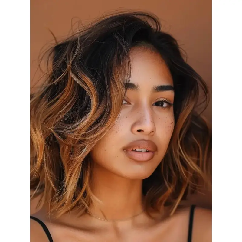 Long Bob Wigs For African American Lace Front 12" Ombre/2 Tone Wigs