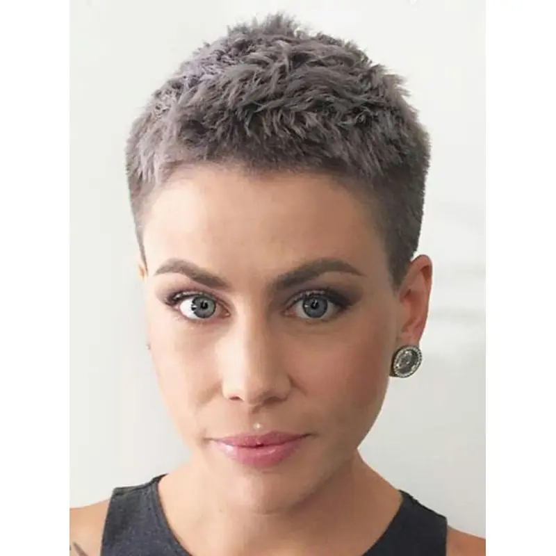 Short Grey Wigs Lace Front 4" Straight Wigs