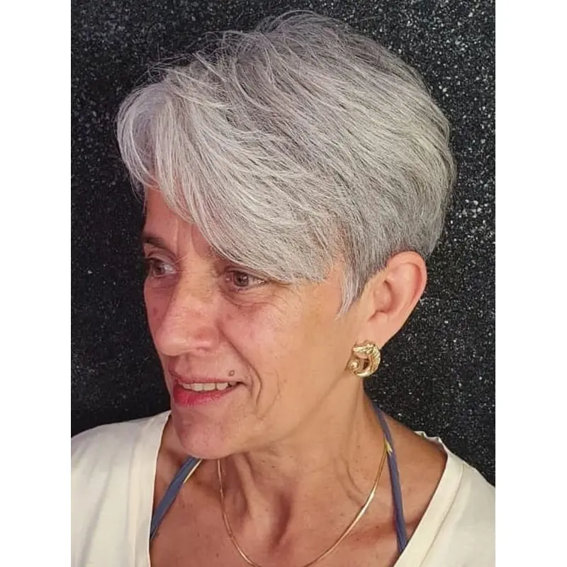 Lace Front Grey Wigs Straight Cropped Boycuts Wigs