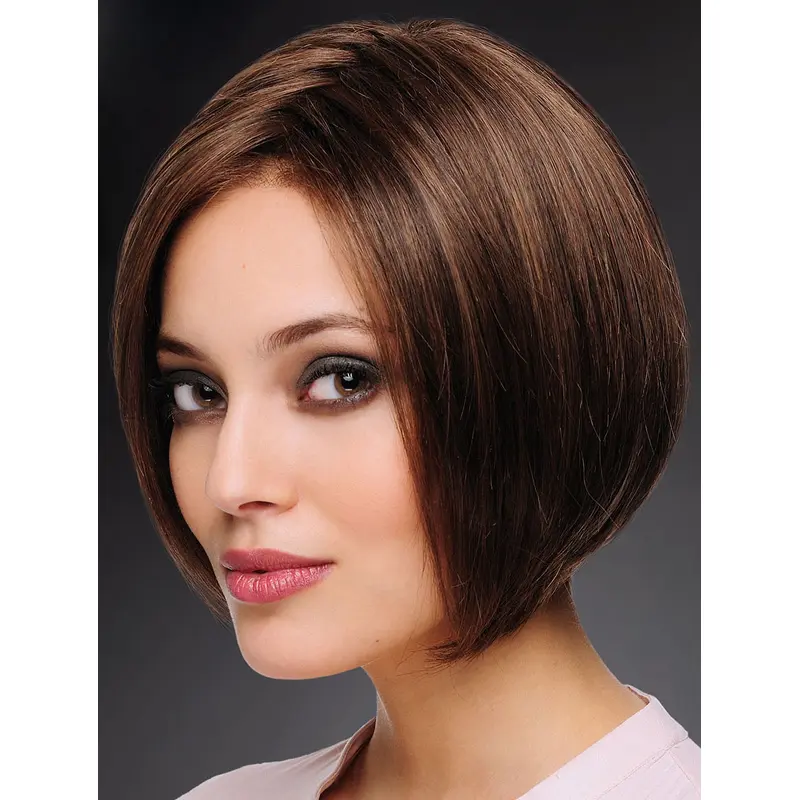100% Hand-tied 10" Trendy Brown Bobs Human Hair Wigs