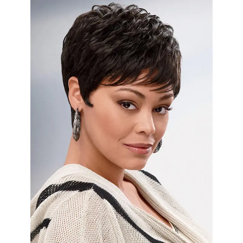 Fashion Brown Wavy Cropped African American Wigs