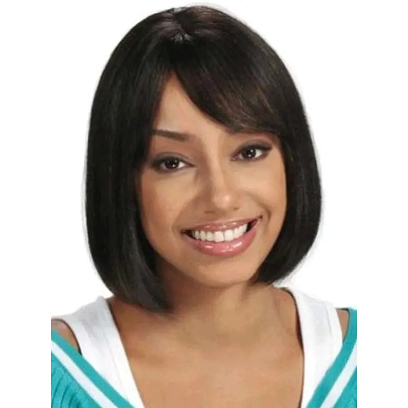 Fashionable Black Straight Chin Length African American Wigs