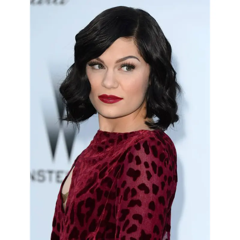 Gorgeous Black Wavy Chin Length Jessie J Wigs