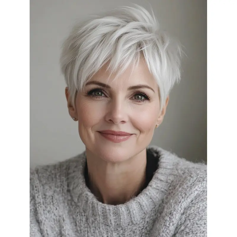 Grey Pixie Wigs Lace Front With Bangs 4" Straight Wigs