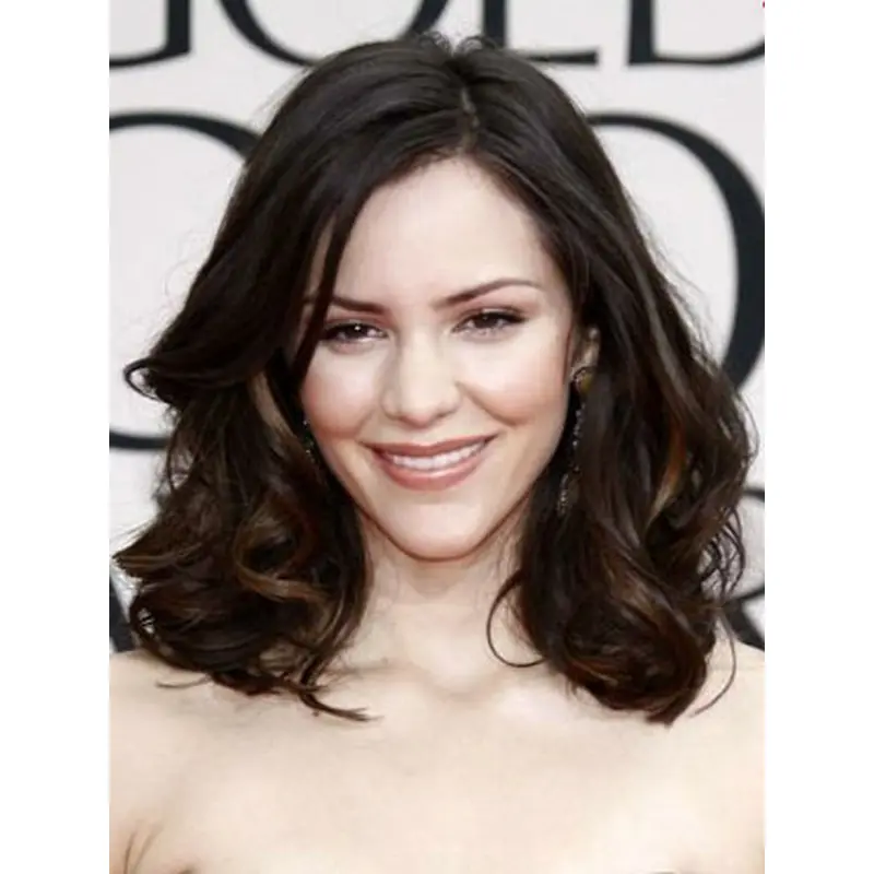 Mature Lace Front Wavy Shoulder Length Celebrity Wigs
