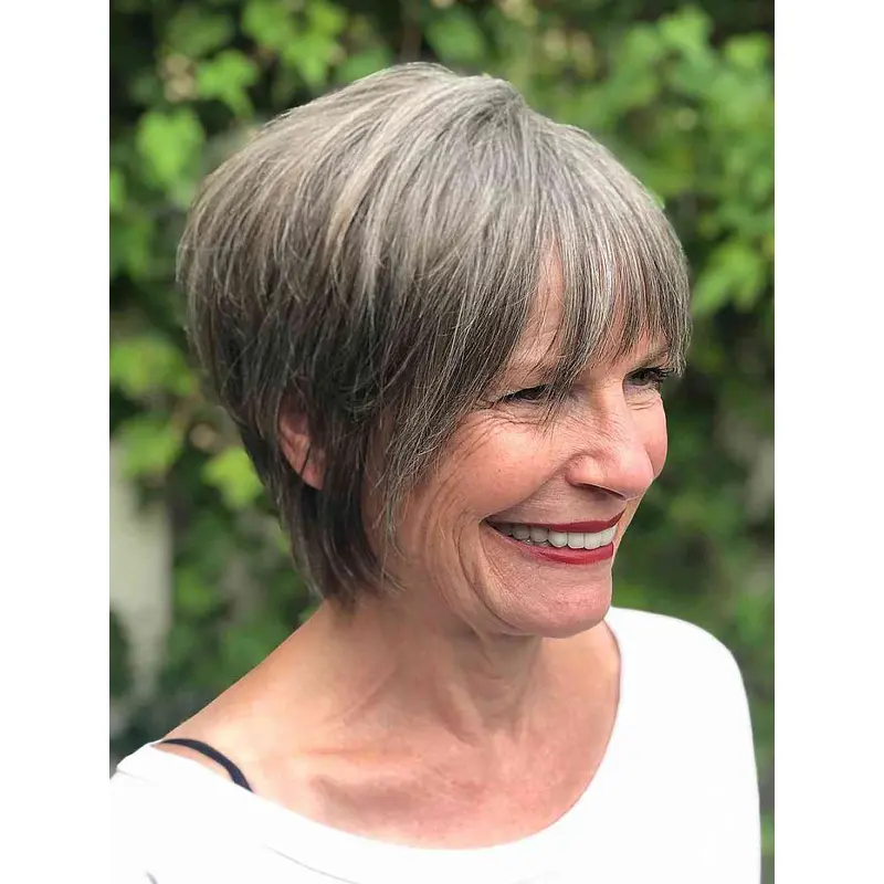 Short Grey Wigs Straight Lace Front Wig Synthetic Boycuts Great Pixie Wigs