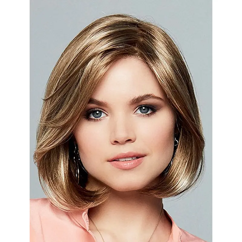 10" Chin Length Straight Ombre/2 tone Synthetic Sleek Monofilament Wigs