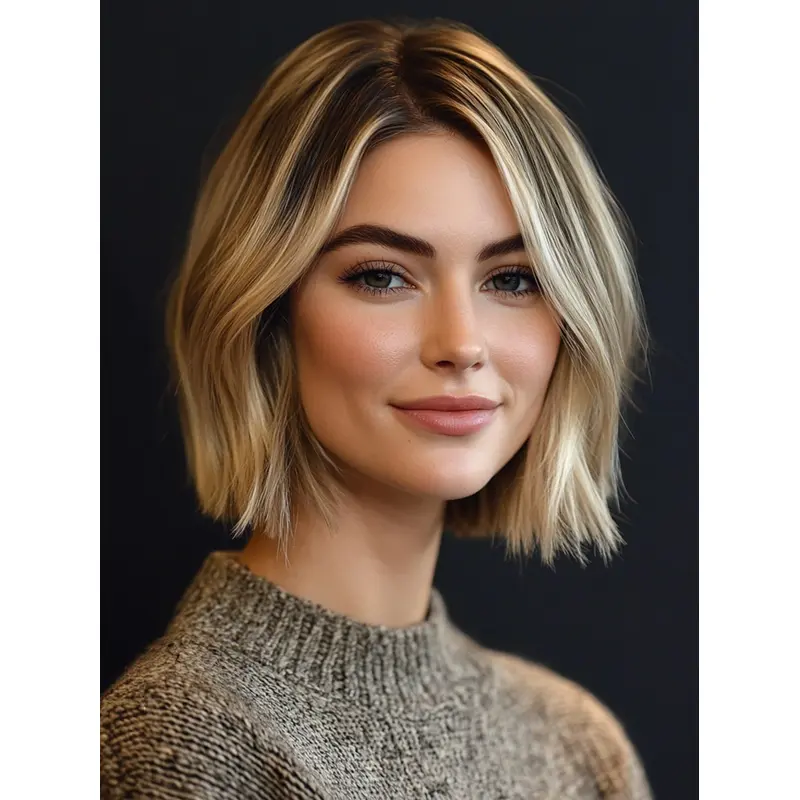 Bob Style Lace Front Wigs Wavy Chin Length 10" Layered Wigs