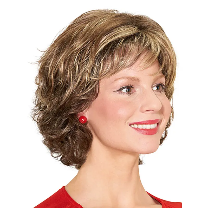 Curly With Bangs Monofilament 12" Blonde Synthetic Wigs For Women