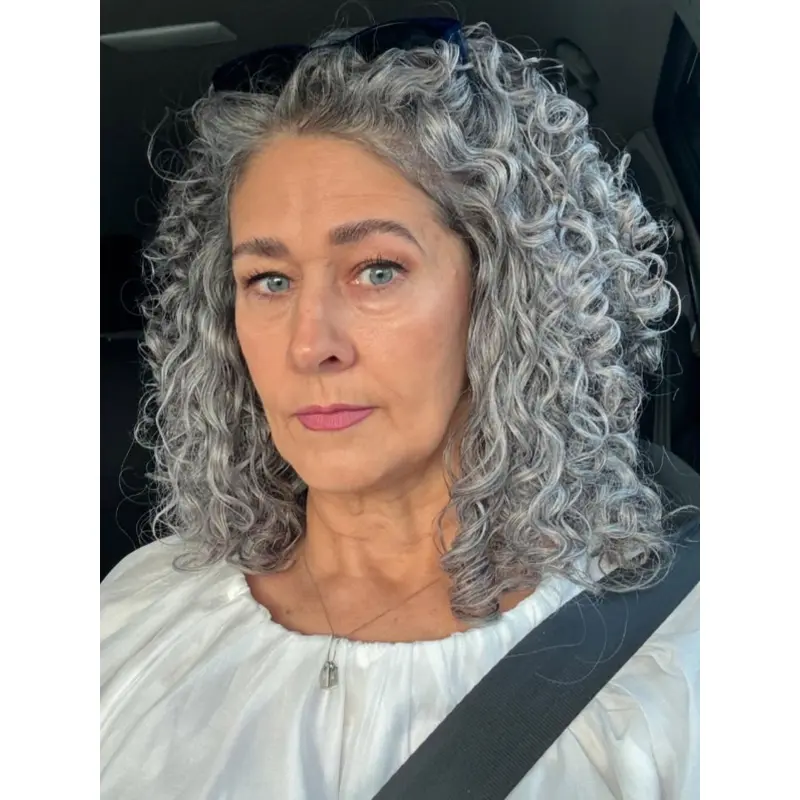 Grey Bob Style Wigs Layered Lace Front Shoulder Length Wigs