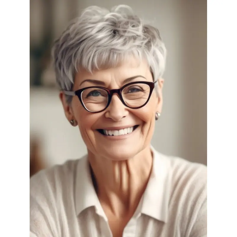 Grey Wigs White Women Straight 4" Monofilament Cropped Wigs