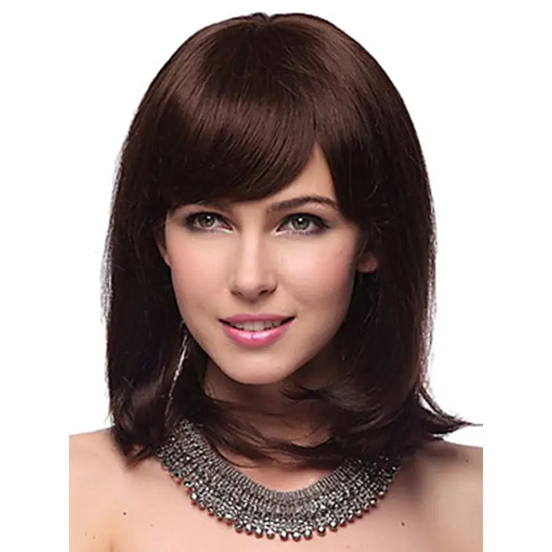 Popular Auburn Straight Shoulder Length Human Hair Wigs