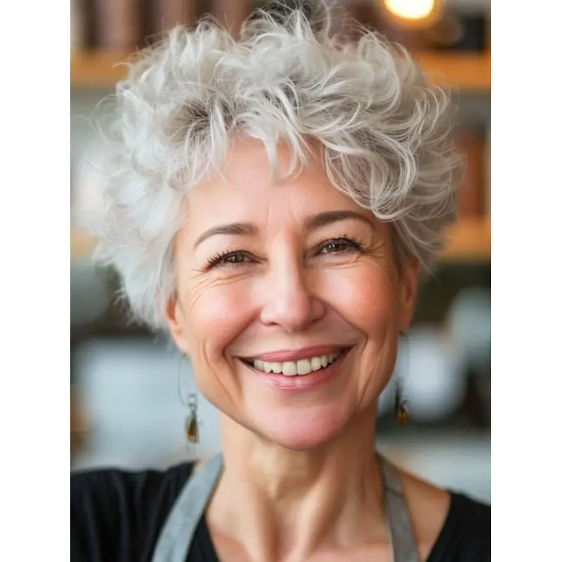 Short Curly Wigs For White Women Monofilament 6" Layered Wigs