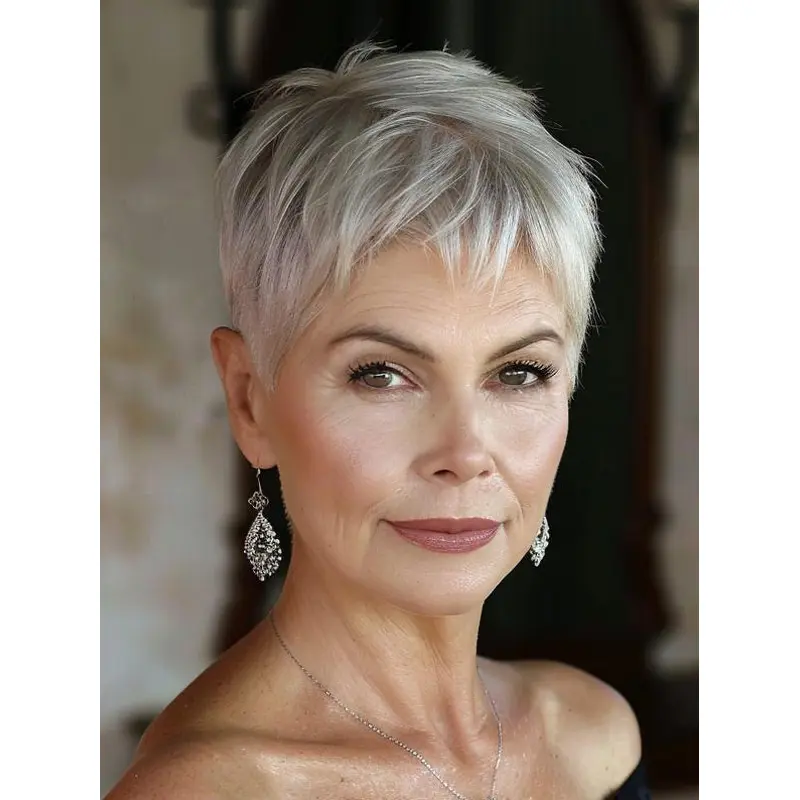 Short Grey Human Hair Wigs 4" Lace Front Wigs