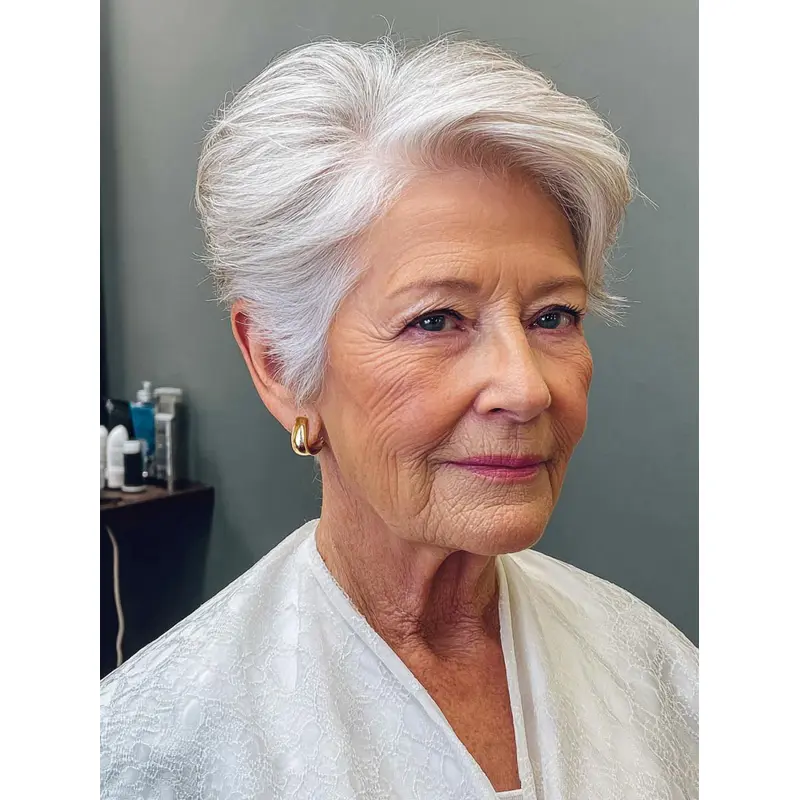 White Grey Wigs Boycuts Monofilament Synthetic Straight Wigs