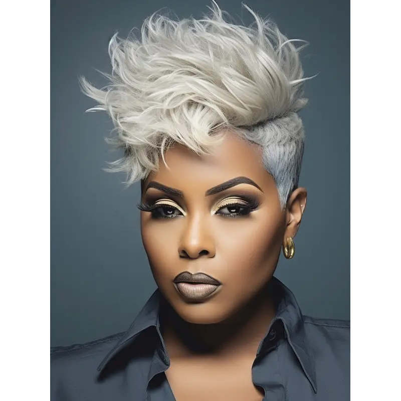 Gray Wigs African American White Wavy Monofilament Wigs