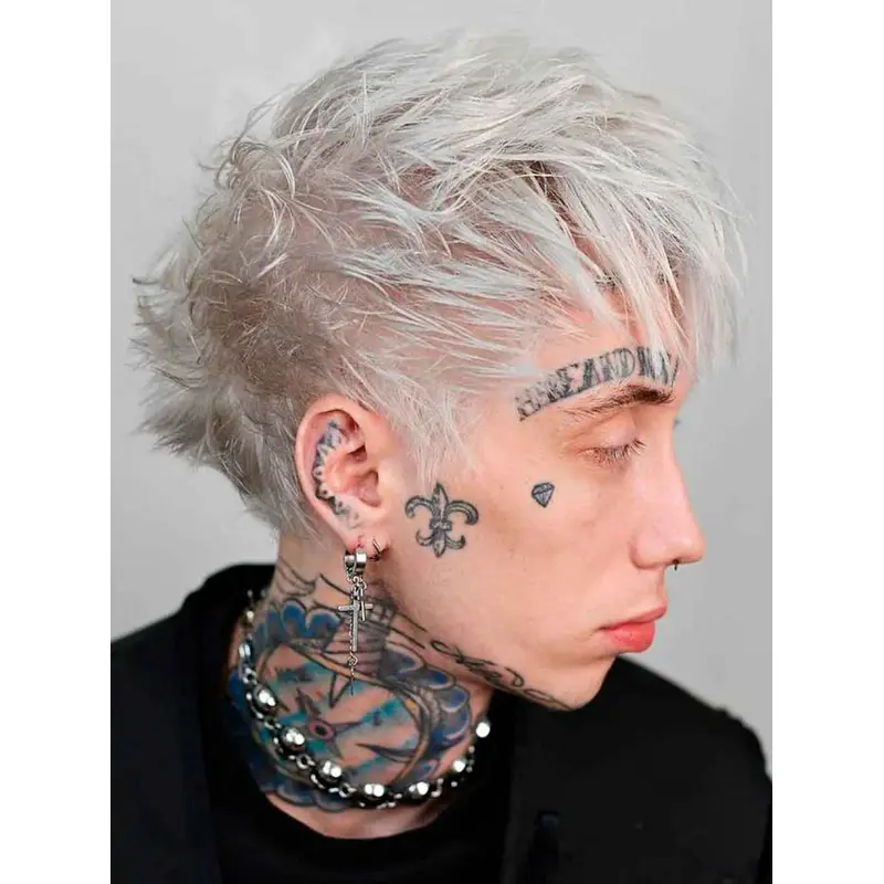 Mens Grey Hair Wig Remy Human Hair Straight 4" Monofilament Wigs