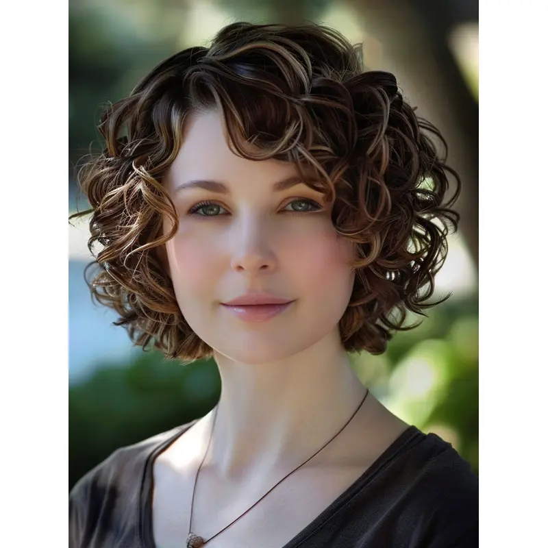 Short Curly Wigs Monofilament Remy Human Hair 8" Bobs Ombre/2 Tone Wigs