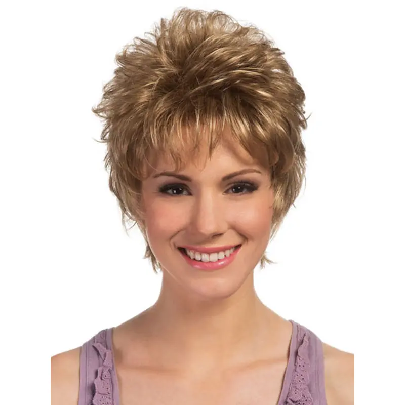 Soft Blonde Curly Cropped Petite Wigs