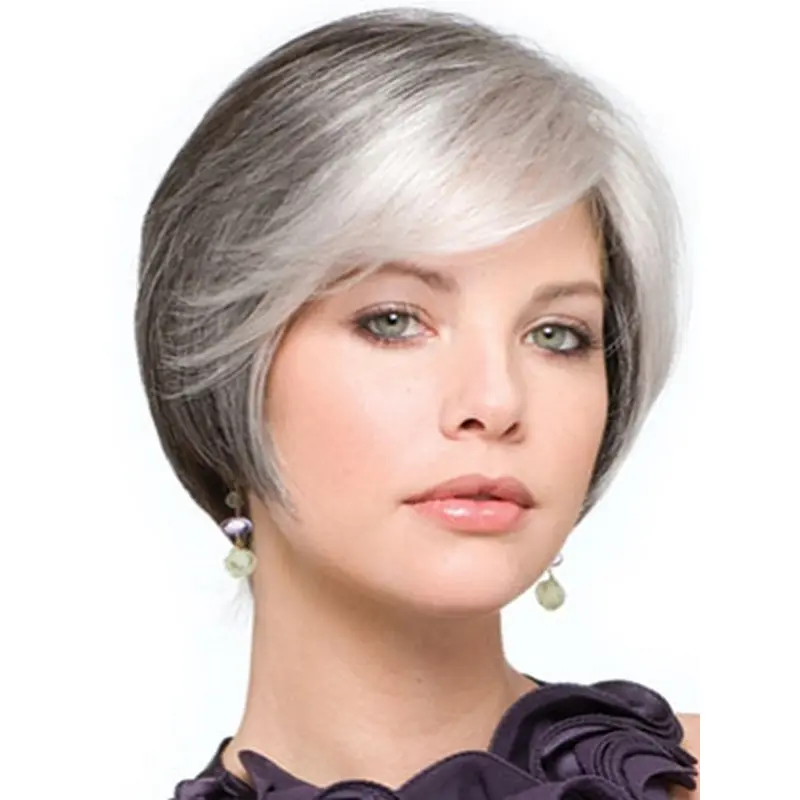 Soft Lace Front Short Synthetic Grey Wigs