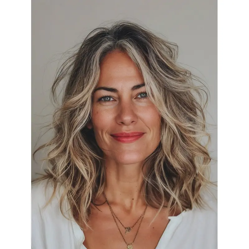 Wavy Wig Medium Length 14" Lace Front Without Bangs Remy Human Hair Grey Wigs