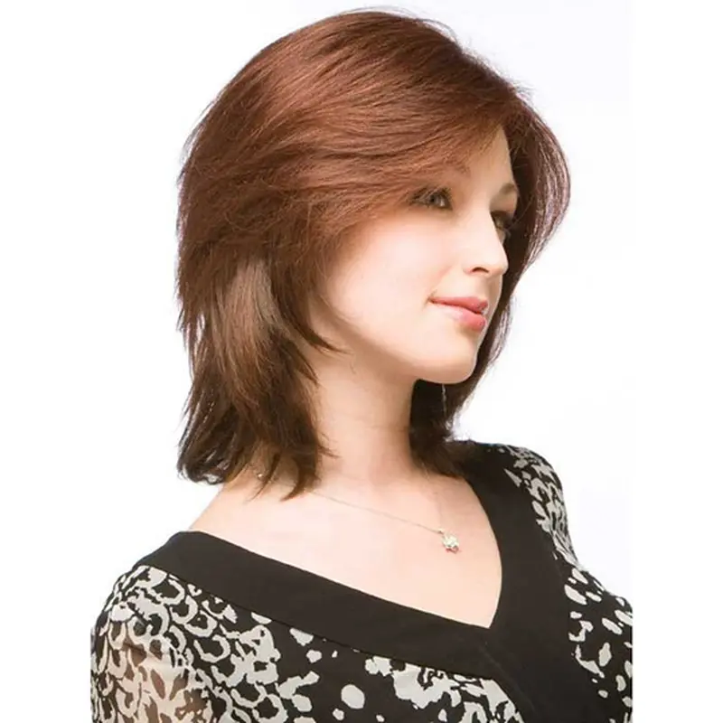 Durable Auburn Lace Front Shoulder Length Remy Human Lace Wigs