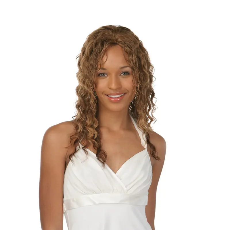 Gentle Auburn Curly Long Human Hair Lace Front Wigs