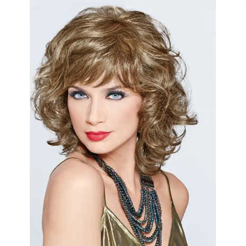 Hairstyles Blonde Curly Shoulder Length Classic Wigs