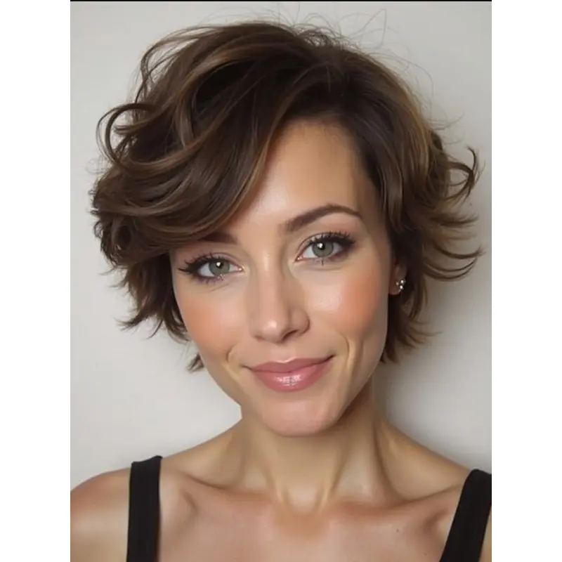 Short Bob Wig Wavy Lace Front 8" Remy Human Hair Ombre/2 Tone Wigs