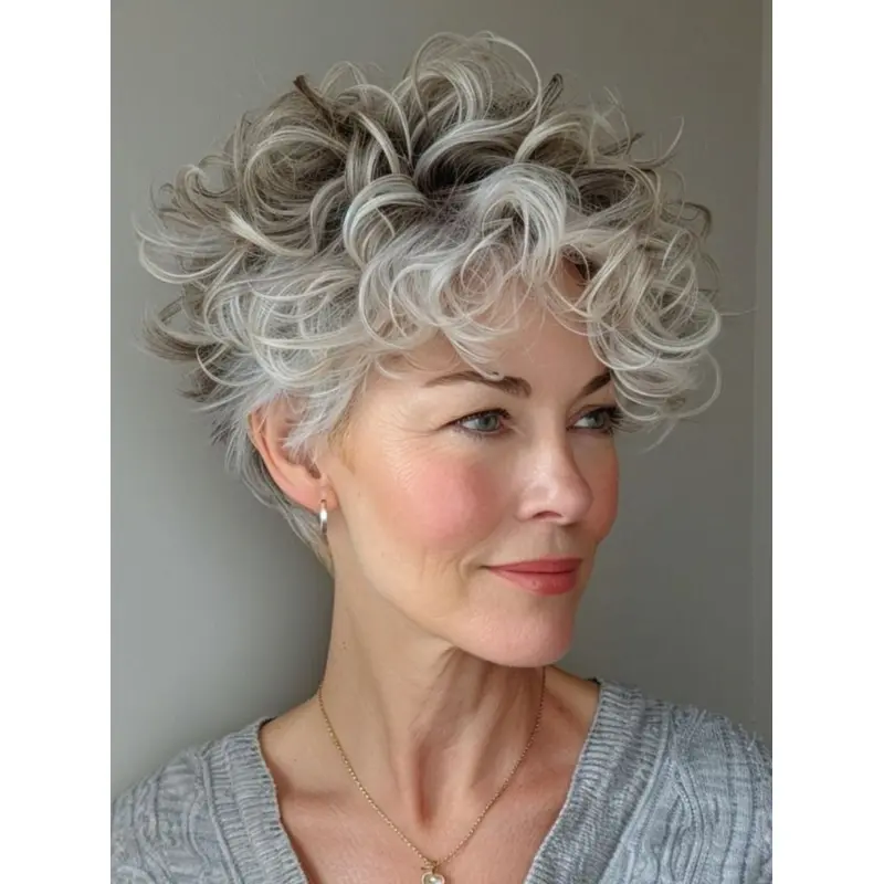 100 Human Hair Short Curly Wigs 6" Curly Monofilament Wigs