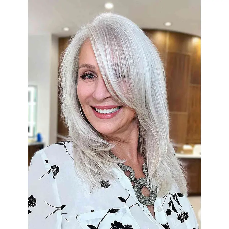 Medium Length Layered Wigs Synthetic Lace Front Wigs Straight Wigs