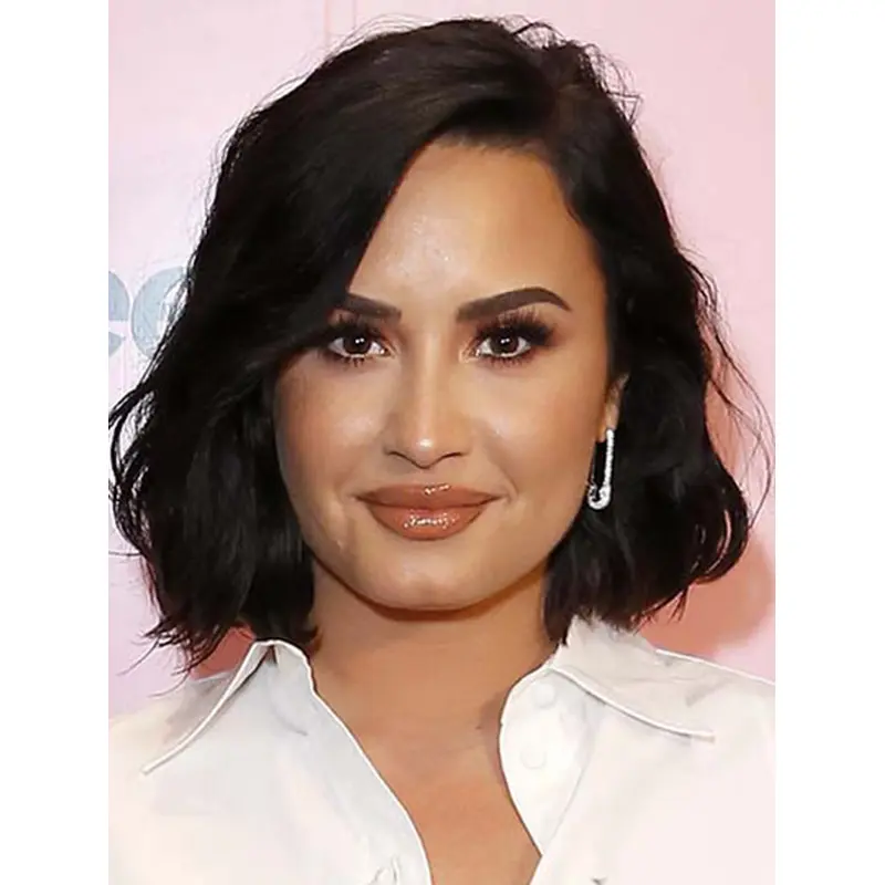 12" Lace Front Chin Length Black Bobs Demi Lovato Wigs