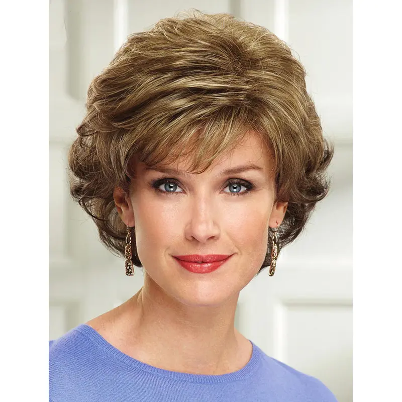 Amazing Chin Length Wavy Blonde Layered High Quality Wigs