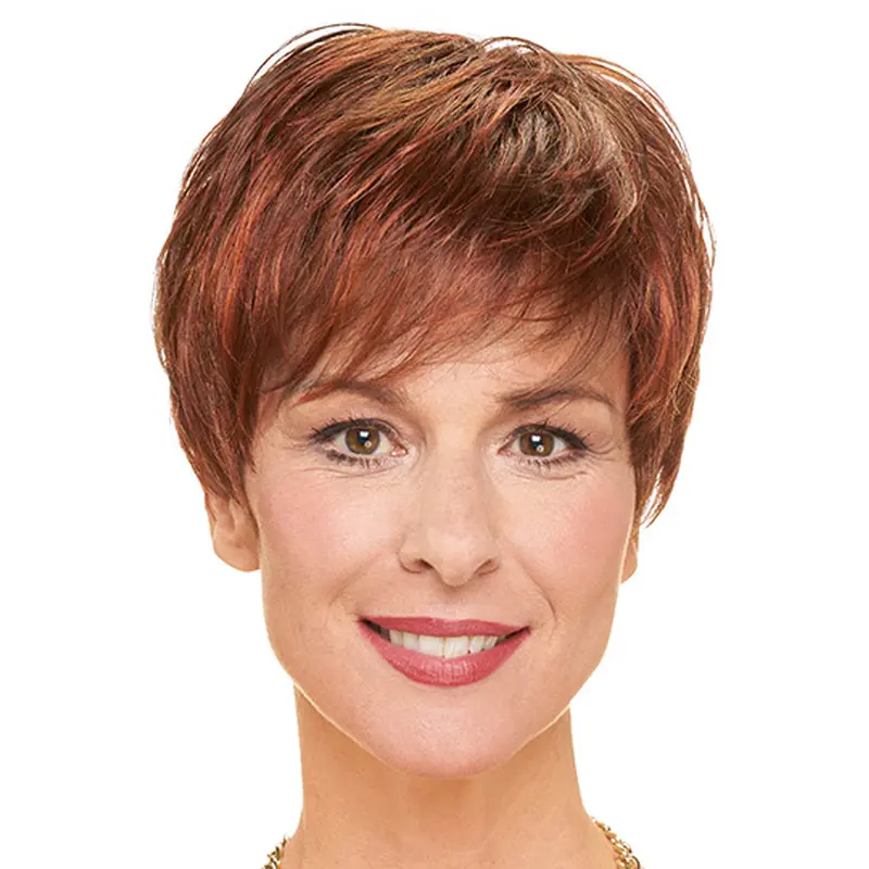 Red Straight Short Layered Cheap Monofilament Wigs