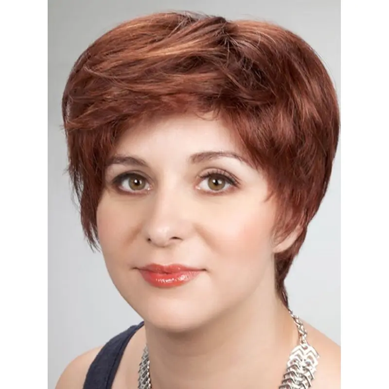 Short Straight Synthetic Monofilament Boycuts Ladies Short Wigs