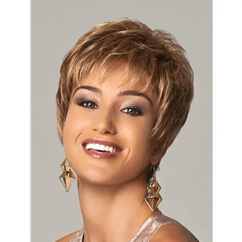 Stylish Blonde Curly Cropped Synthetic Wigs