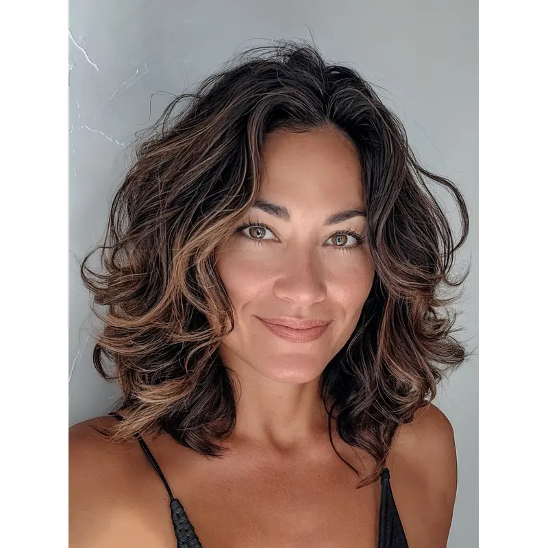 Wavy Wig Medium Length 12" Lace Front Without Bangs Remy Human Hair Ombre/2 Tone Wigs