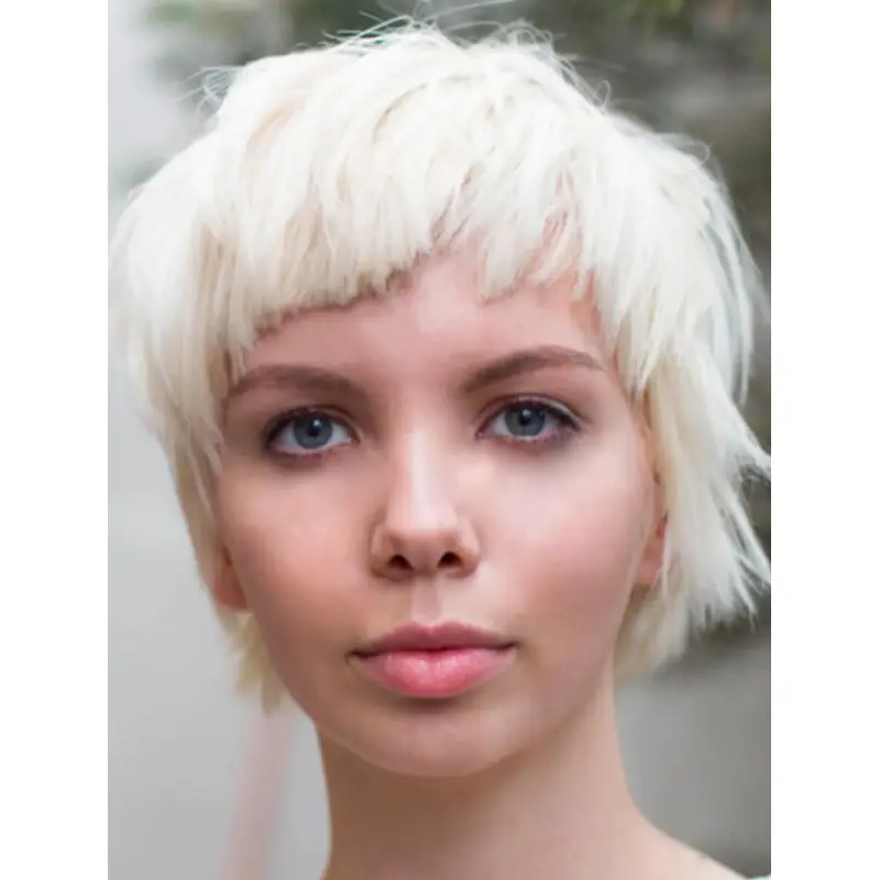 White Wigs Lace Front White Synthetic Short Straight Perfect Broken Bowl Wigs