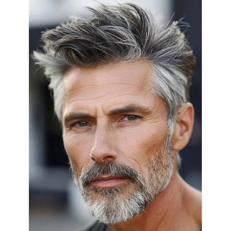 Mens Synthetic Wigs Boycuts Grey 4" Straight Wigs