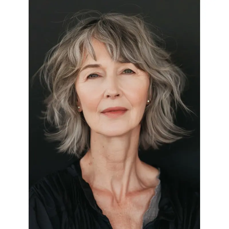 Old Lady Grey Wig Monofilament 12" Synthetic Bobs Wigs