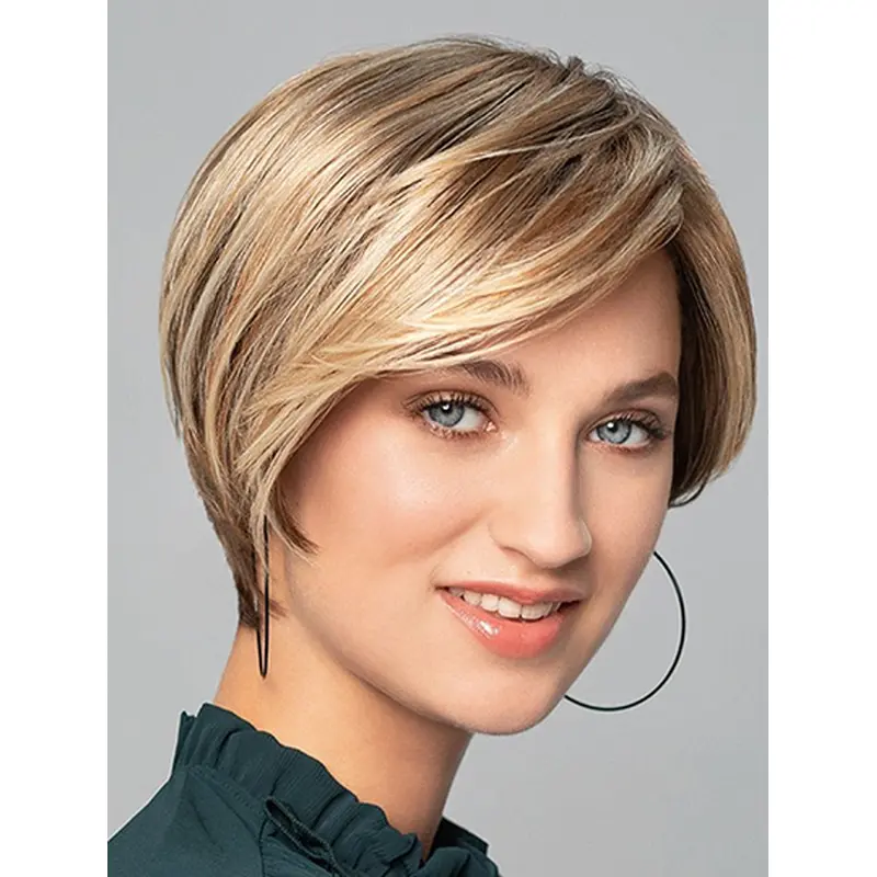 Straight Monofilament Ombre/2 tone Synthetic Boycuts Good Short Wigs