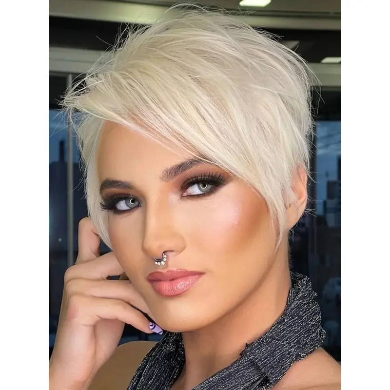 White Wig Short Female Monofilament Synthetic Wigs