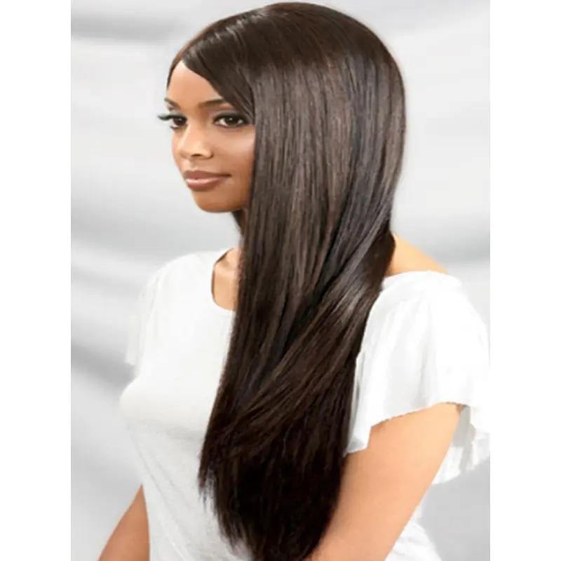 Yaki With Bangs Long Straight Remy Human Hair Wigs
