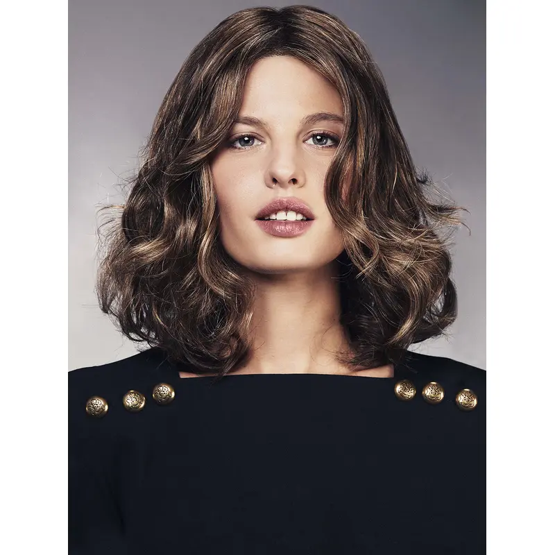 12" Chin Length Brown With Highlights Bobs Synthetic Comfortable Monofilament Wigs