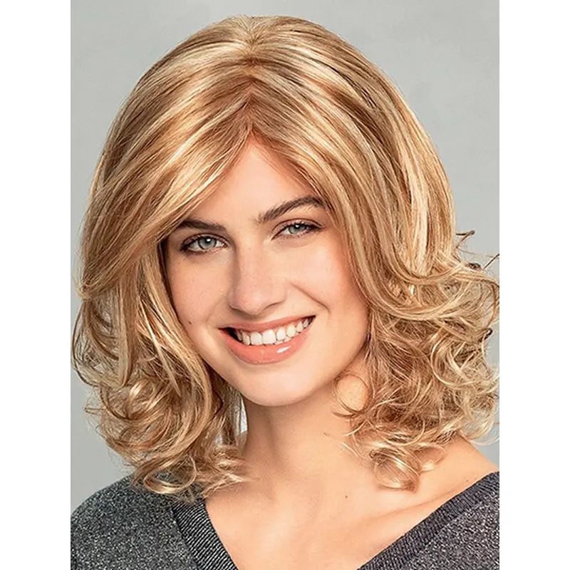 14" Shoulder Length Wavy Ombre/2 tone Synthetic Monofilament Wigs New